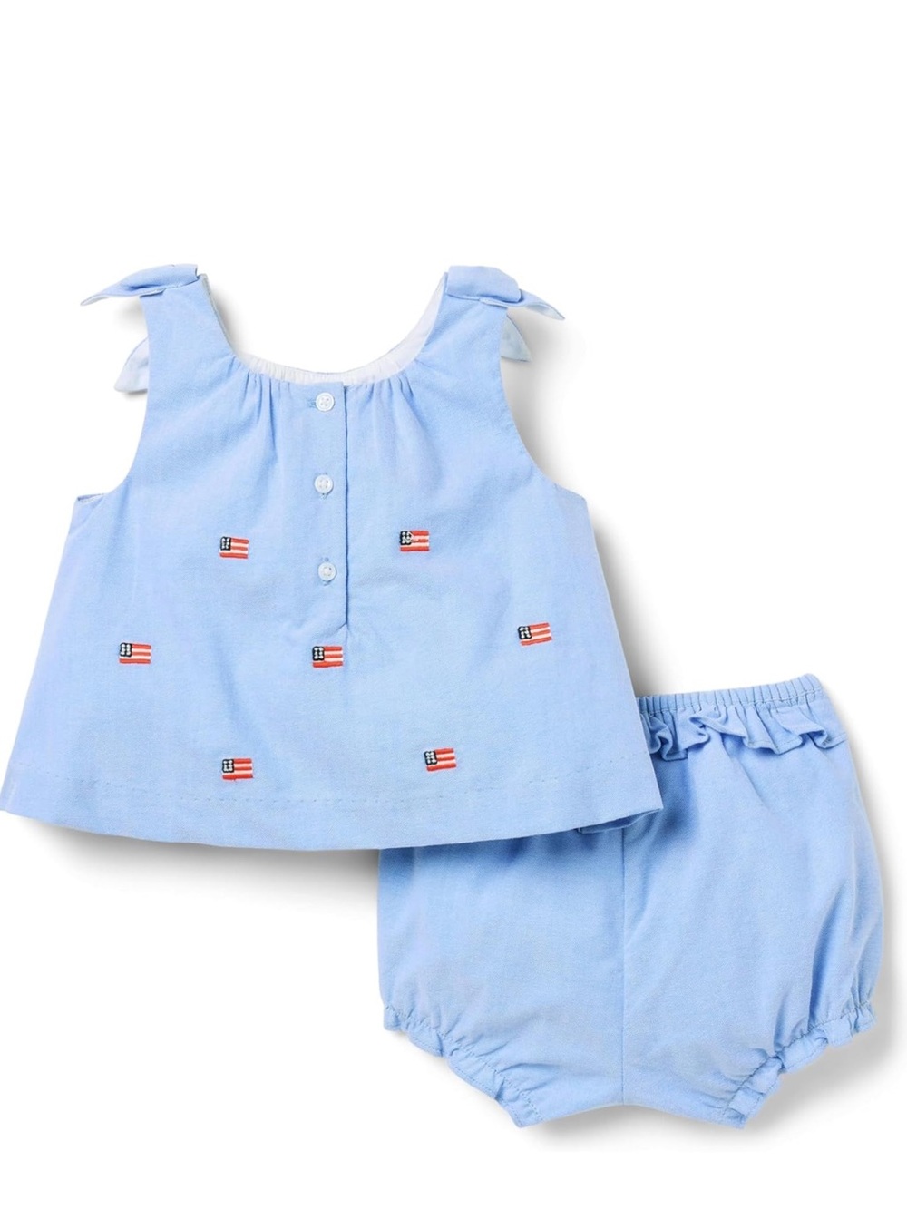Janie and jack Light Blue Baby Two-Piece Set with Flag Embroidery